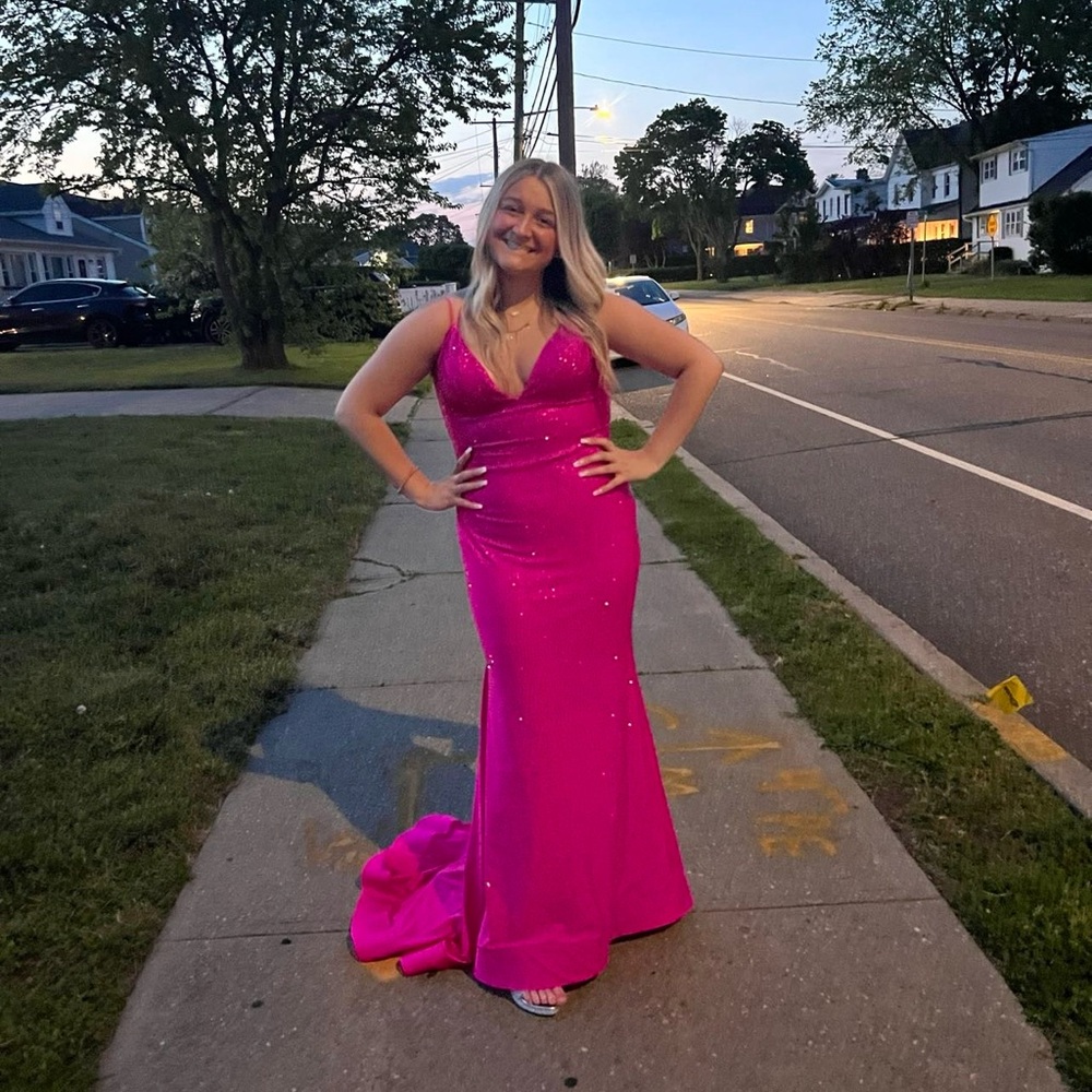 Hot pink sparkly prom dress size 12